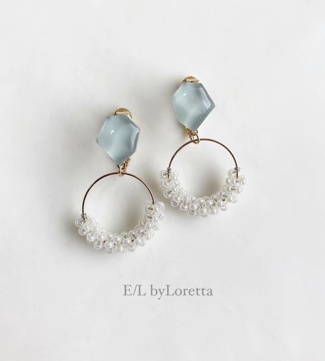 Mini KAKERA beads hoop pierce/earring (Mint) [cc]