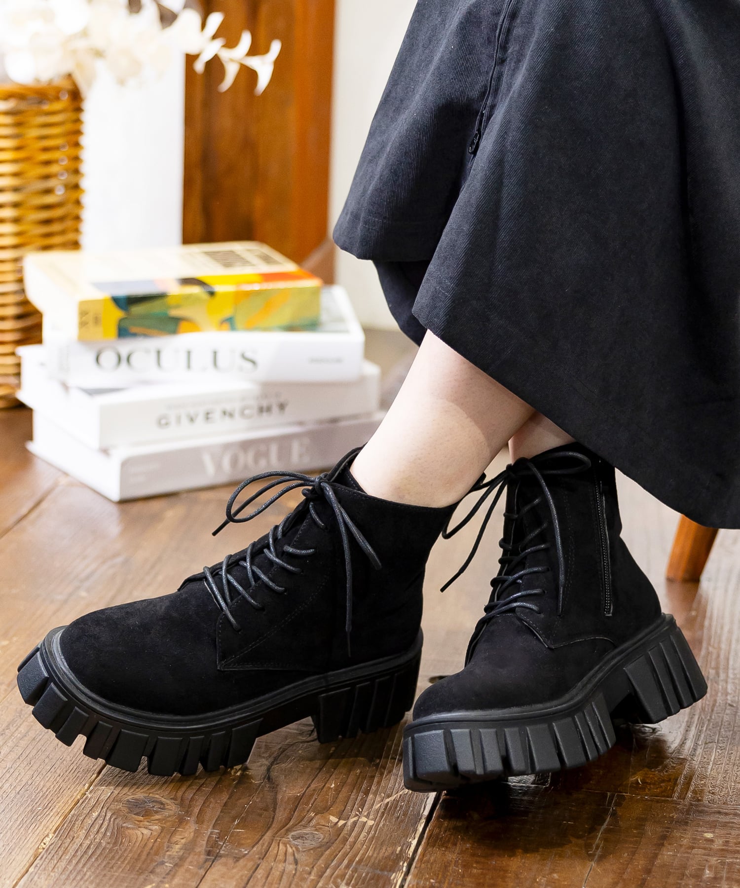 ジバンシィ黒 スエード サイドゴアブーツ ヒール8cm GIVENCHY 