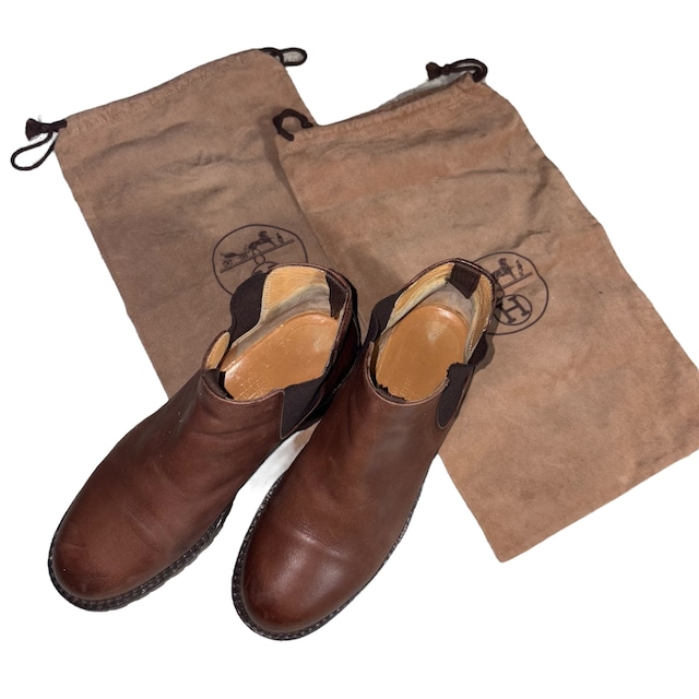 HERMES brown leather side-gore boots