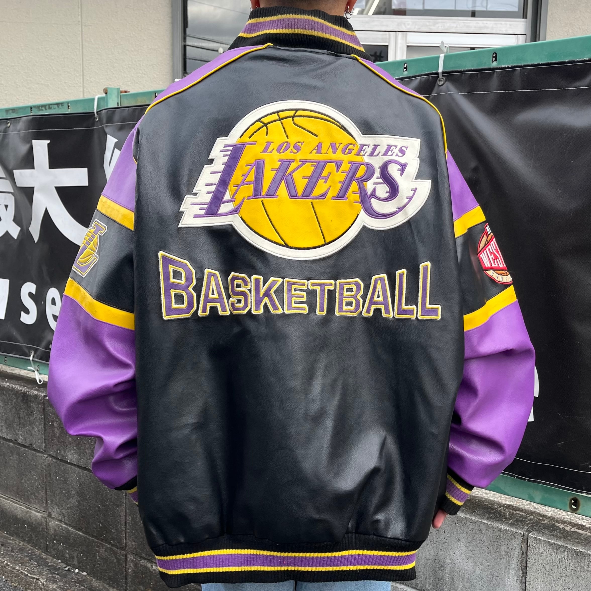 超レア 雰囲気抜群 90s NBA Lakers レイカーズ レザージャケット-