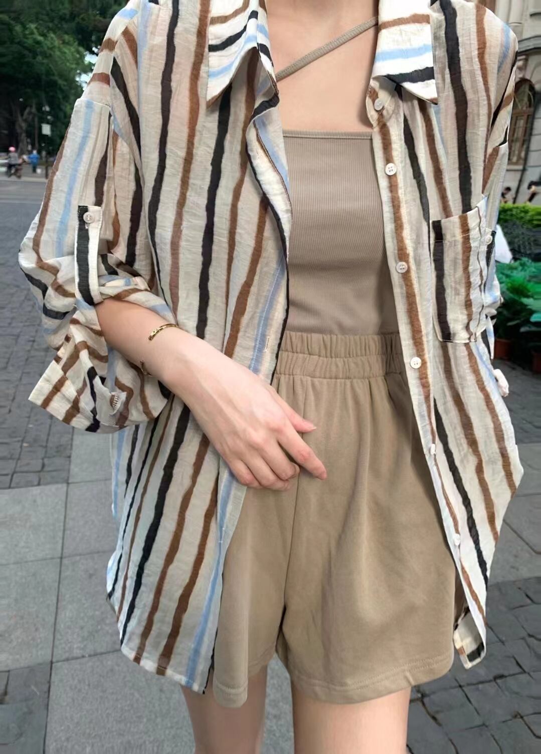 マルチストライプシャツ　AJ2085-F005