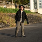 KUON / GANKO別注 Sashiko Kimono Sleeve Cutoff Denim shirt jacket コーディネート