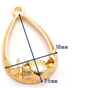 【C517-3】ドロップ型空枠パーツ ゴールド 2個