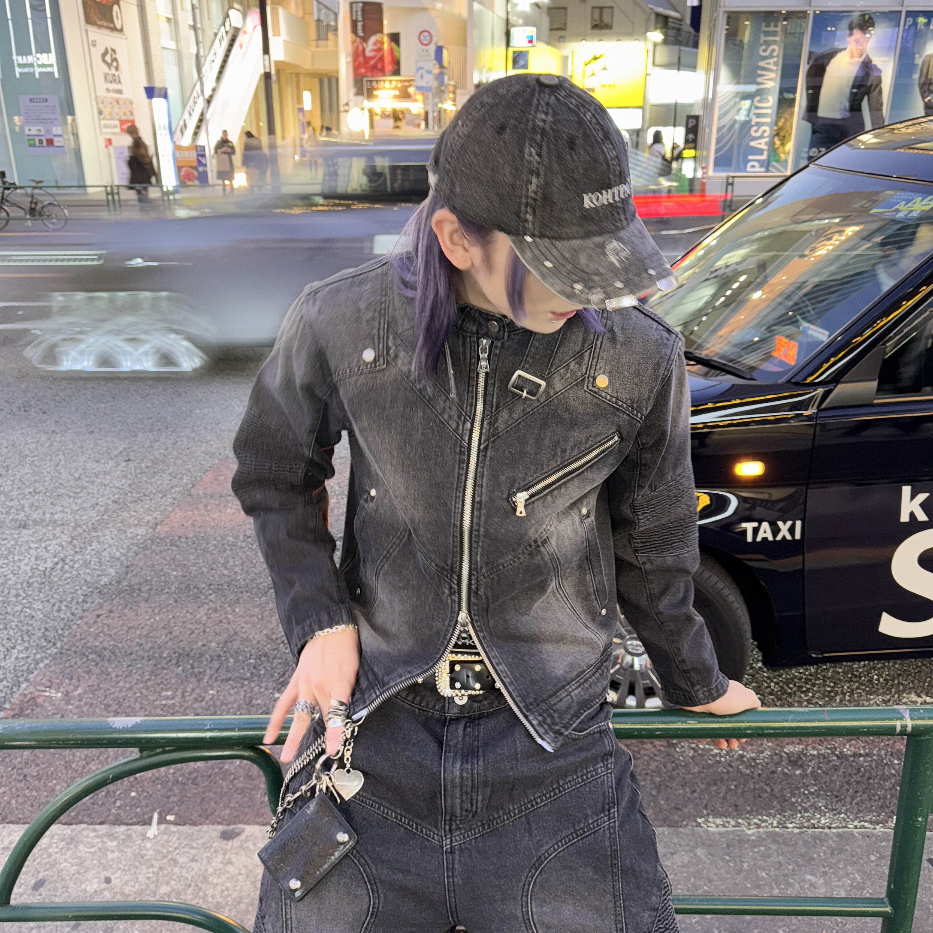 BARCON バイカーデニムジャケット バイカー グランジ | 韓国系ユニ