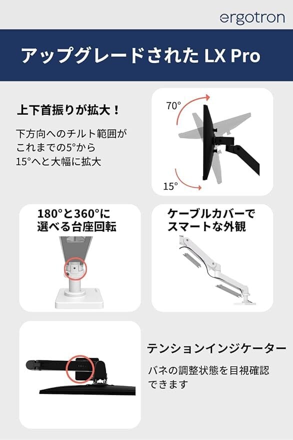 国内正規品 ERGOTRON LX PRO デスクマウント モニターアーム ブラック