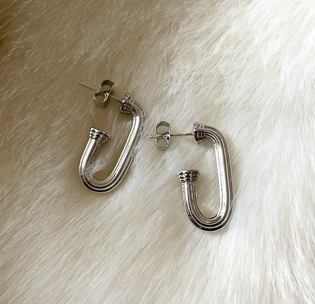 18k hoop oval stud pierce【 2color 】No,P054