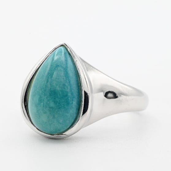 Tear-drop Shape Turquoise Top Signet Ring #17.0 / China