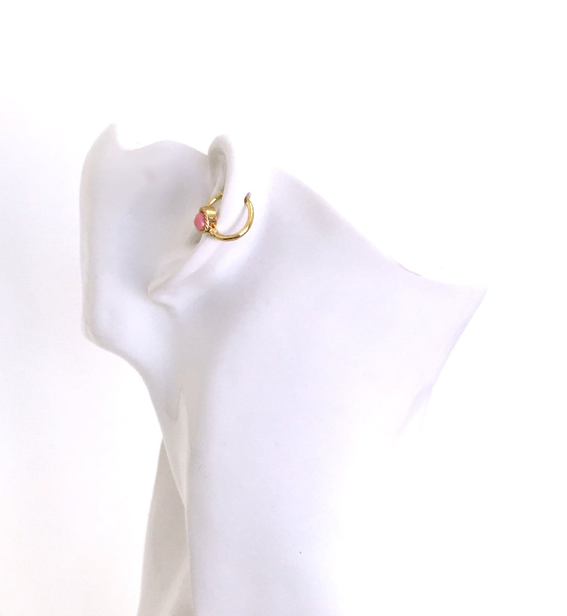 VINTAGE HEART CHARMのsnap RING body jewelry Pink K18YG #0003
