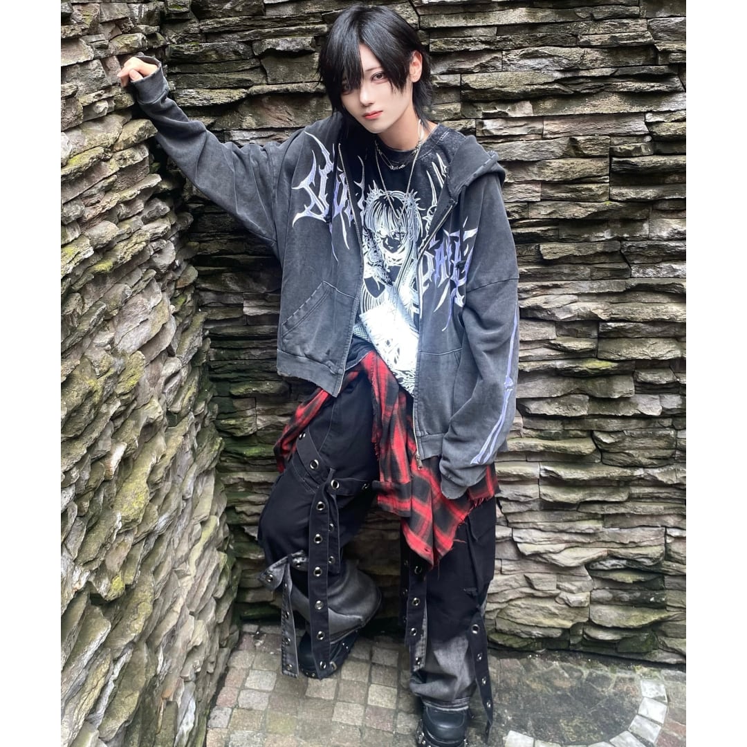 メンズから人気！】ピグメントBONE ZIPパーカー(LONG