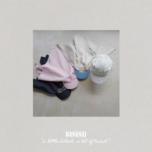 [予約] BANANA J - scarf sun cap ( pink / cream×light blue / navy / lace white )