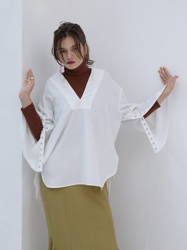 button sleeve kaftan shirt（white）