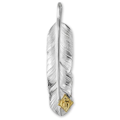 【鷲見太郎 Pendant ペンダント】Mフェザーペンダントw/K18イーグルメタル01【送料無料】