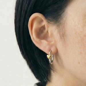 ステンレスミックスカラーハートフープピアス