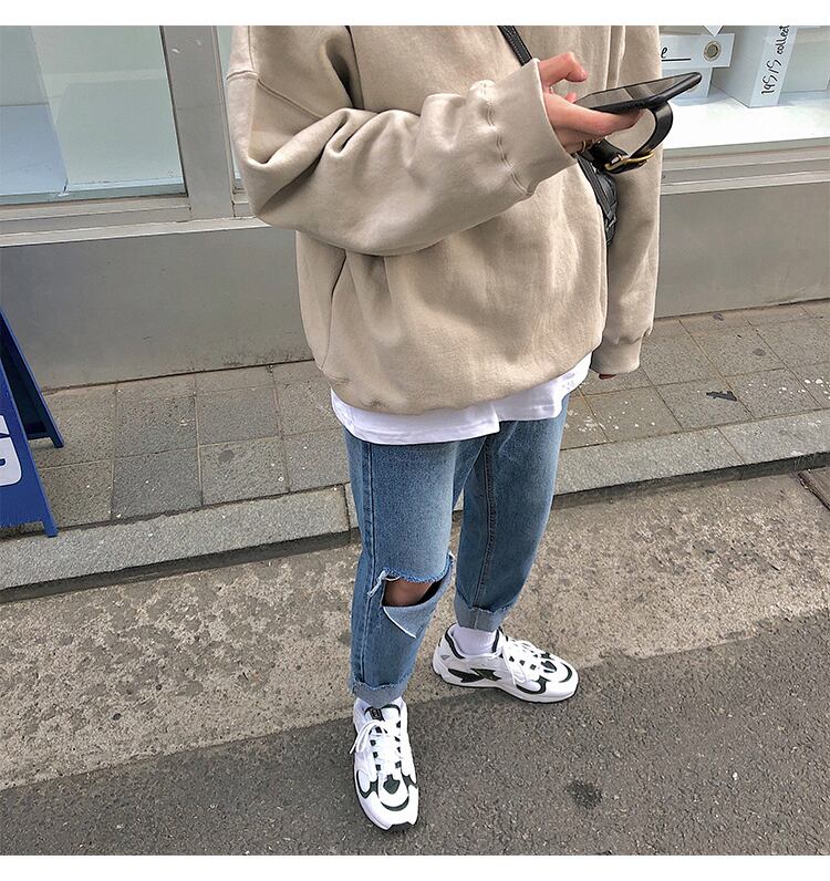 全1色 デニム パンツ ストレート カジュアル 無地 おしゃれ