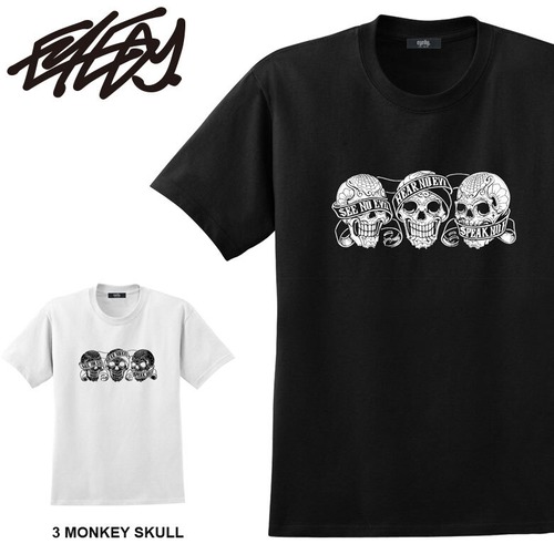 【 eye-tm068】 アイディー EYEDY メンズ Tシャツ 半袖 Tシャツ 3MONKEY SKULL M L XL XXL XXXL LL 2L 3L 大きいサイズ 白 ホワイト 黒 ブラック おしゃれ ストリート系 アメカジ アウトドア フェス 人気 ブランド 安い ロック レディース 通勤 通学