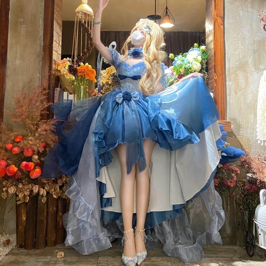 スイートロリィタ オフショルダーロングテールドレス 2カラー