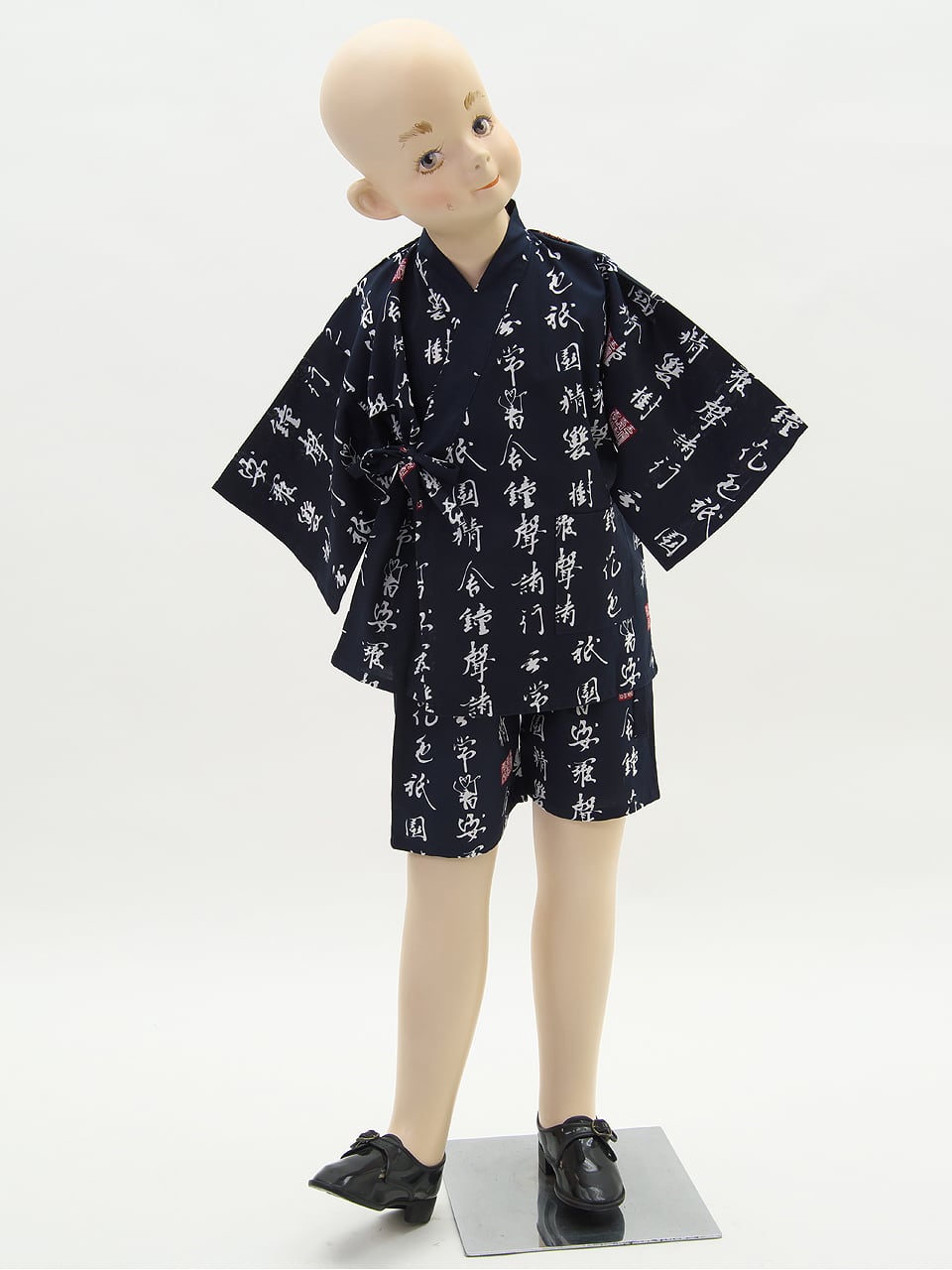 ☆ソフトな着心地☆キッズ 和柄《平家物語》浴衣甚平【KID'S "SAMURAI STORY" JACKET & SHORTS ("JINBEI")】SIZE: L ~ XL(120~130 cm)上下 セットアップ KIDS 綿100% 和風 和服 パジャマ 部屋着 人気 春夏 おうち時間 おうちコーデ お出かけ 夏休み ギフト 親子ペア 親子コーデ お揃い