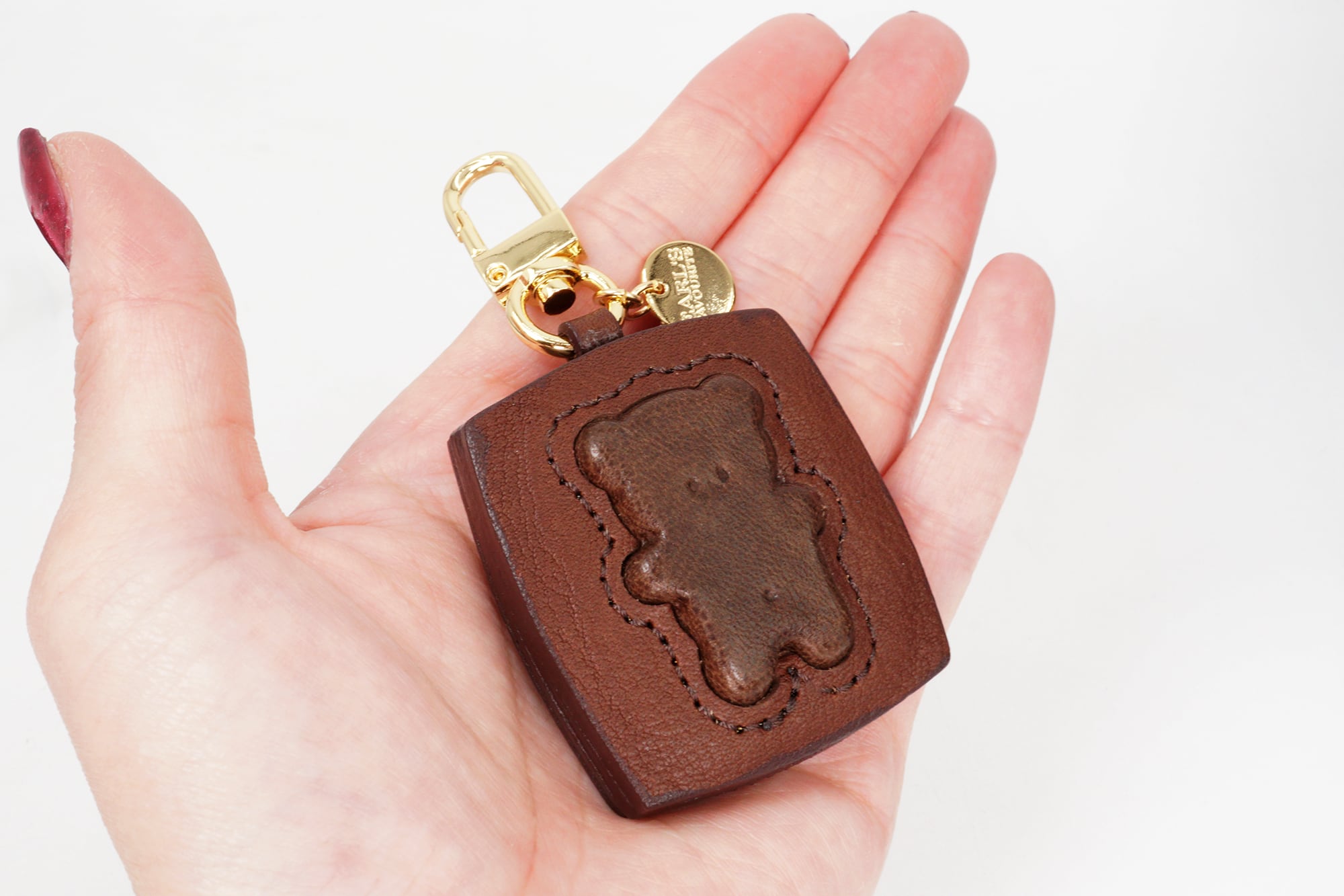 くまちゃんブラウニーのキーホルダー（本革製）／お菓子な革小物