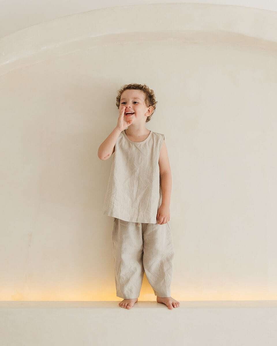新品未使用 son and daughter KOA LINEN SETS son and daughter】Koa Linen Sets - Natural | RIRIBELL