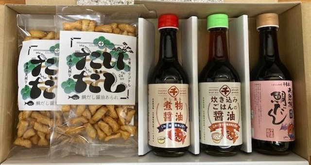 S-9898 オリジナル醤油3点300ml×鯛だし醤油あられセット