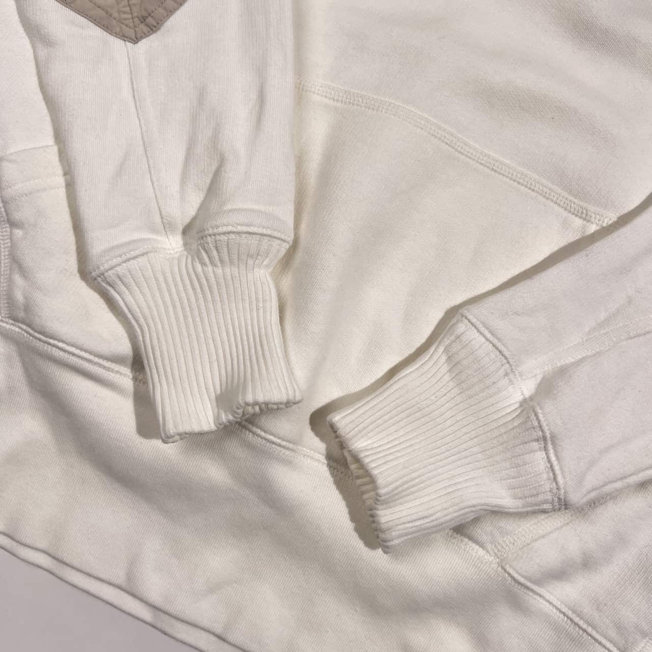 新品 タグ付き NAPAPIJRI ナパピリ 重ね着風 エルボーパッチ デザイン ワッペン フード プルオーバー /ホワイト系 メンズ