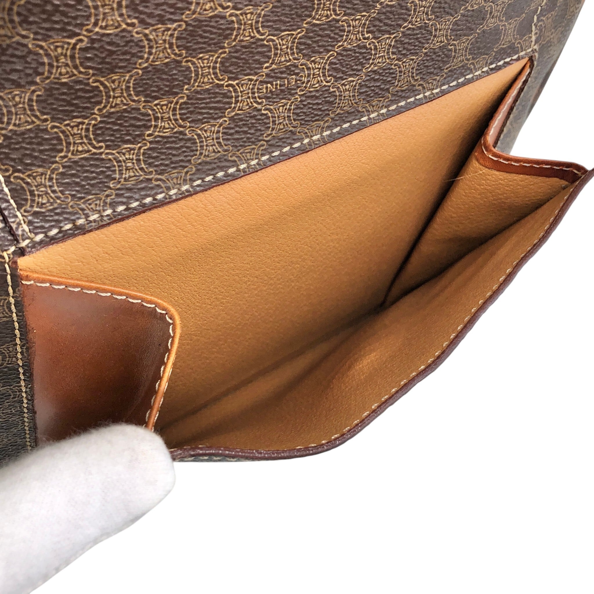 CELINE セリーヌ ハンドバッグ ブラウン ブラゾン型押し PVC レザー