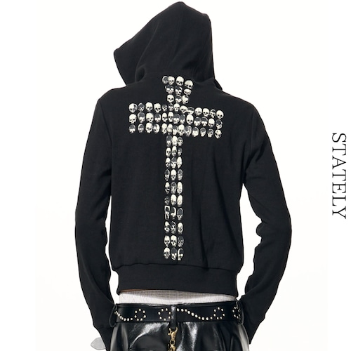 Skull Cross Zip パーカー_T216 画像