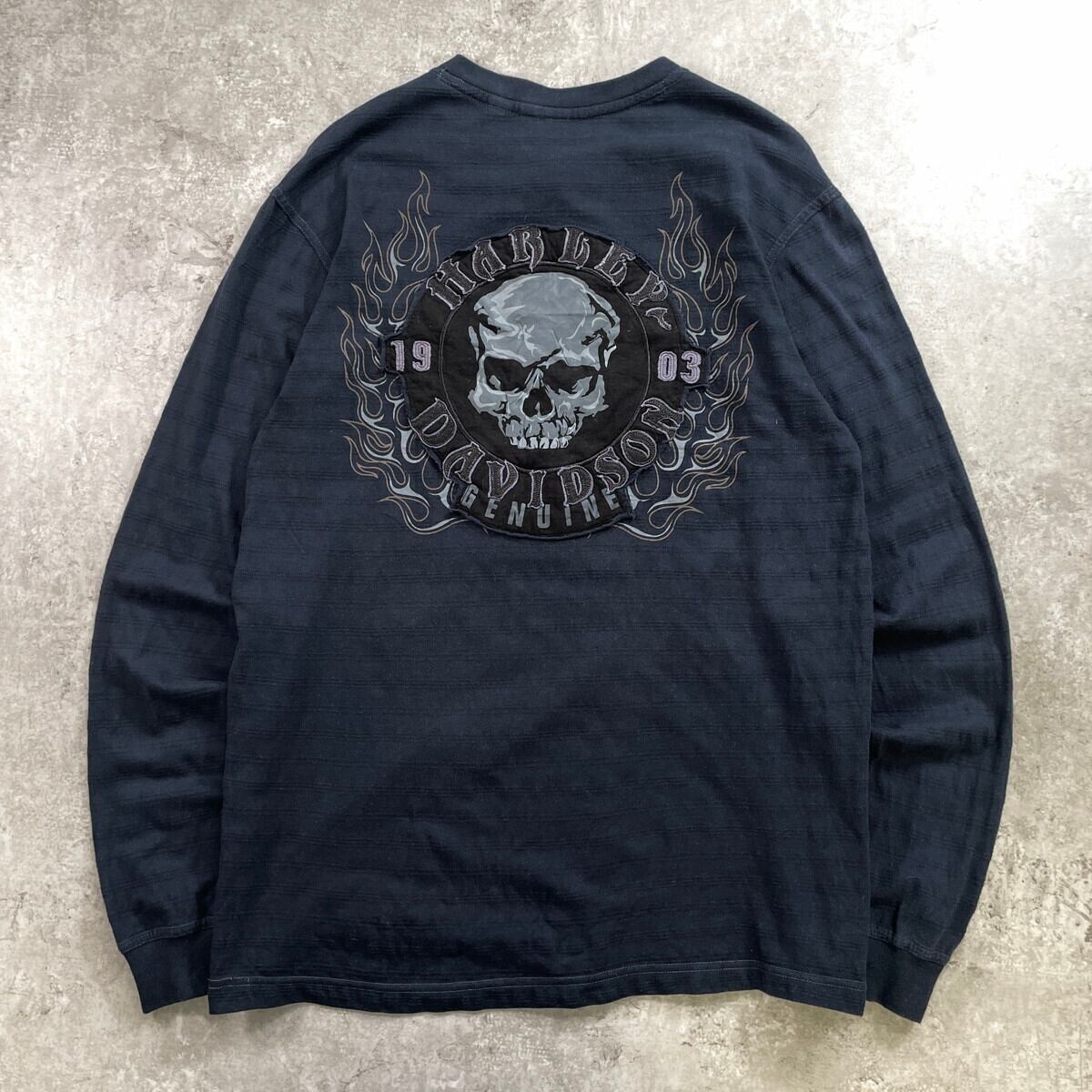 Harley-Davidson ハーレーダビッドソン ロングTシャツ ロゴ刺繍