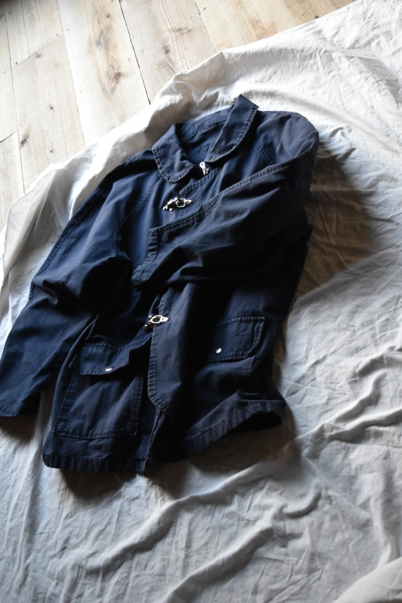 Navy Fronthook Denim Fireman Jacket