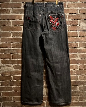 【Caka act3】"ECKO UNLTD" Logo Embroidery Vintage Baggy Denim Pants