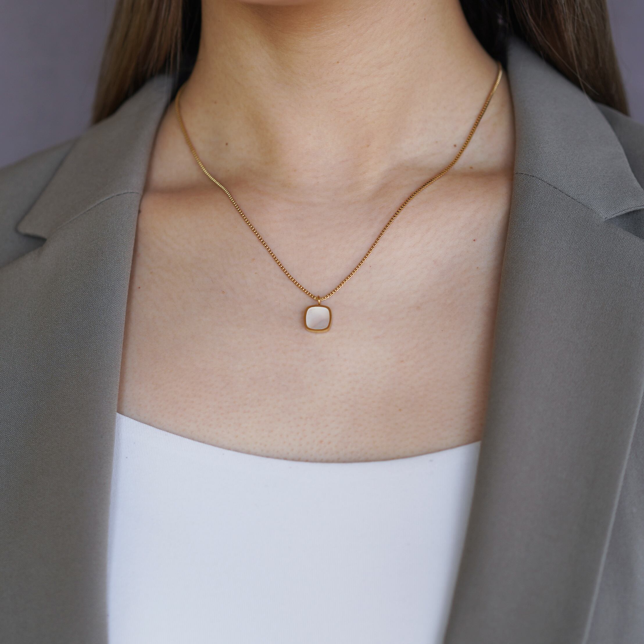 スクエアー・シェルネックレス | jojono