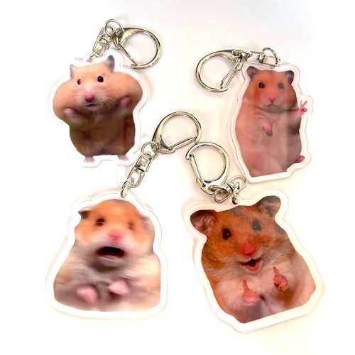 【 ハムスター キーホルダー 】４個入 アクリル ペット 動物 ゴールデン キンクマ 鍵 キー ポーチ 文房具 ショップ  鞄 学校 子供 男 女 癒し かわいい