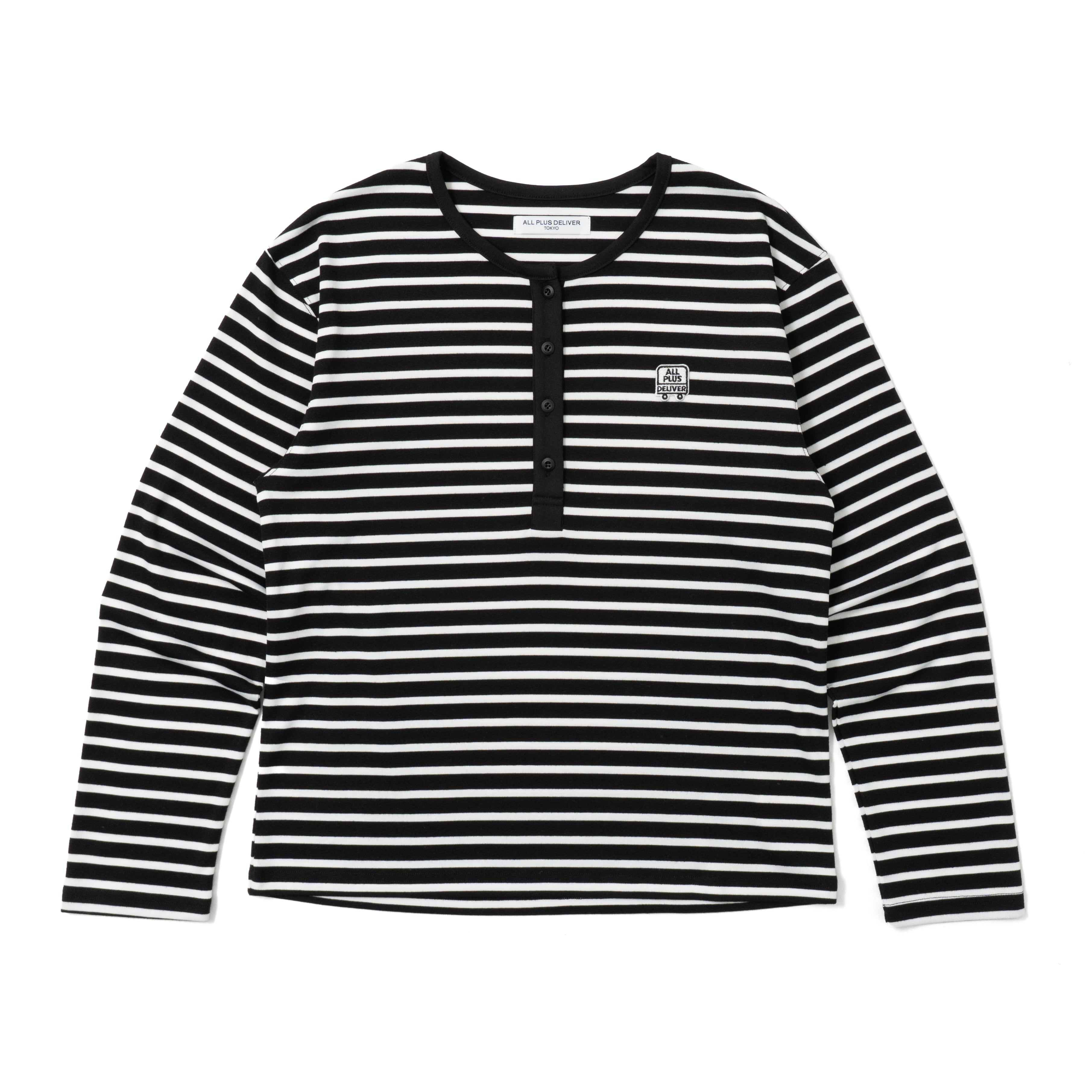 ALPSDR BORDER HENRY NECK LOGO LS TEE / BLACK