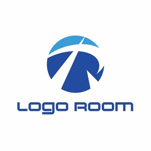 No335 円形のRのロゴ【アルファベット、R、円形、青、クール、信頼、落ち着き、格好良い、シンプル、建築、建設、製造、IT、WEB、ネット、テクノロジー】