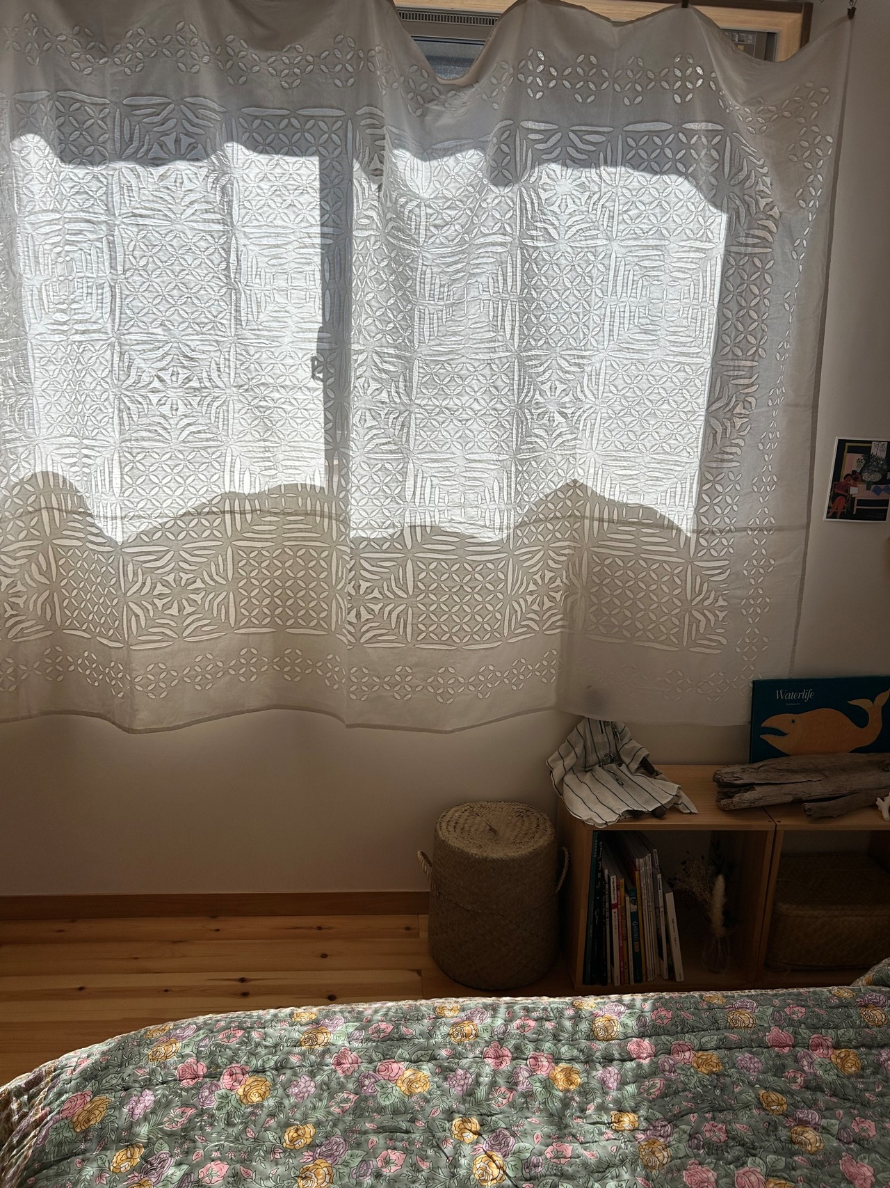 しかく カットワークキルト NO.1  マルチクロス インドの手仕事