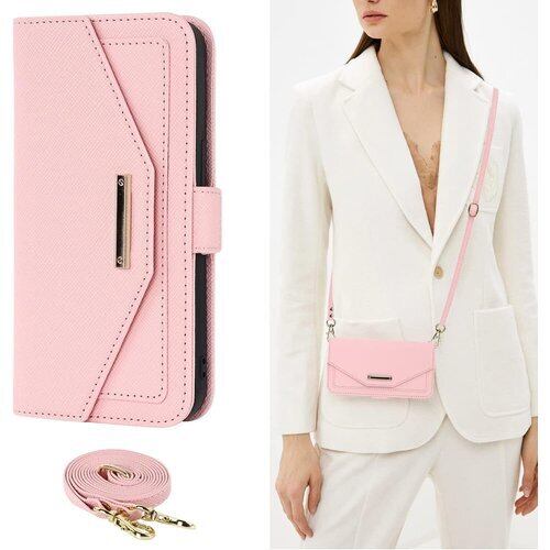 Cavor iPhone13 スマホケース iPhone13 ショルダー ケース肩掛け 首かけ 斜めがけ ショルダー ケース 鏡付き 可愛ストラップ iPhone13 財布型ケース iPhone13 ケース カード収納 マルチパスケース iPhone13 携帯 カバー スタンド機能 mirror 鏡 レディース 女性 落下防止 Qi急速充電対応 落下保護 ピンク 1465