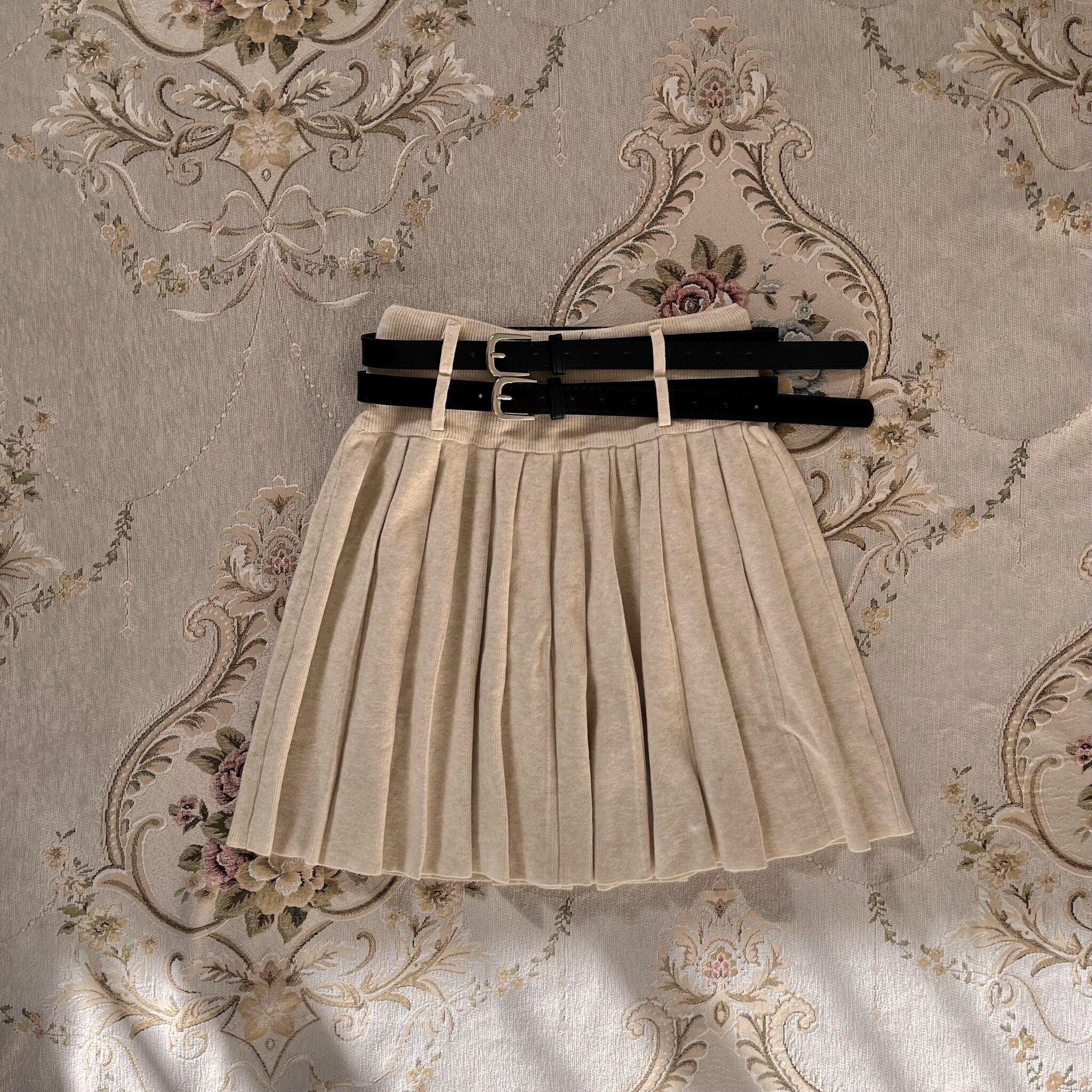 double belt knit skirt