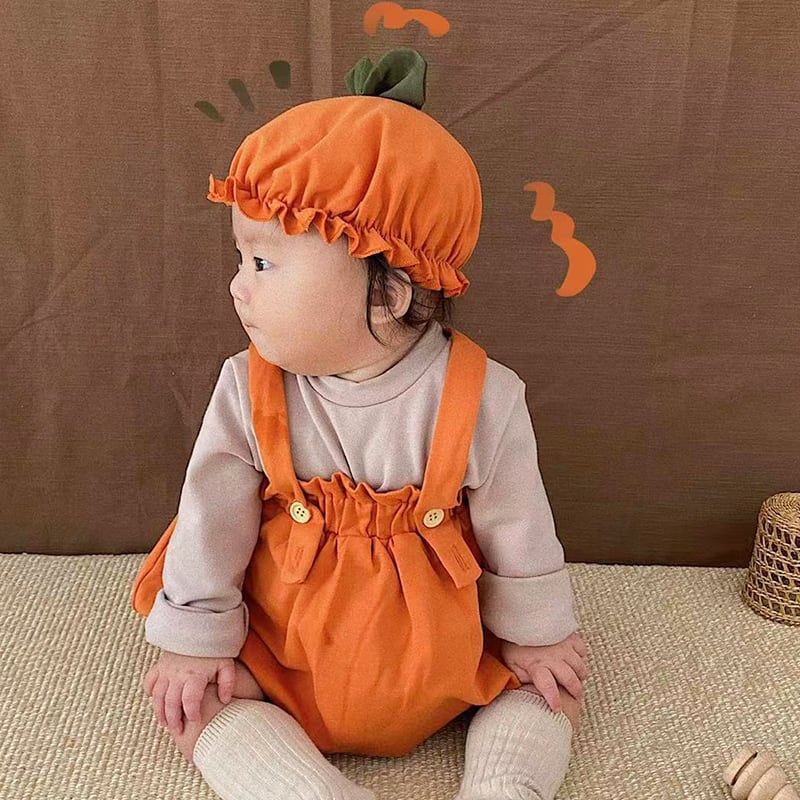 【BABY】ハロウィーン キュートサロペットかぼちゃパンツ＆帽子 | 韓国子供服通販 - Baker powered by BASE
