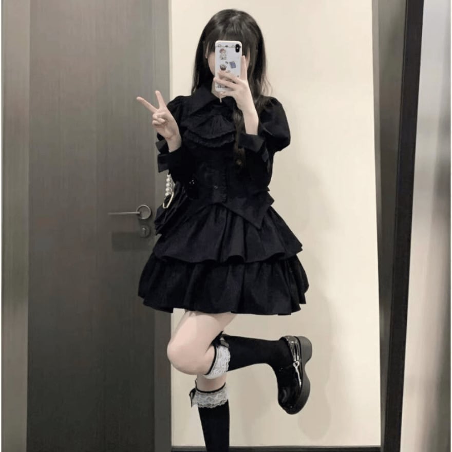 セットアップ ブラウス スカート ガーリー 甘め 原宿スタイル 大人