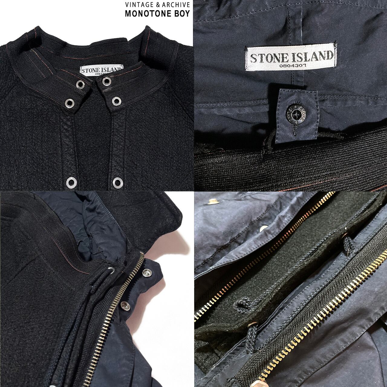 STONE ISLAND 2006AW Vintage Navy Long Coat XL Dutch Rope Liner