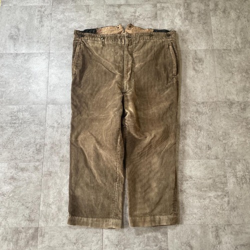 30-40s フレンチワーク 太畝コーデュロイ ブラウン パンツ W46