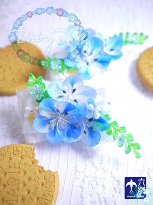 【Baby Blue 】バレッタタイプ花かんざし