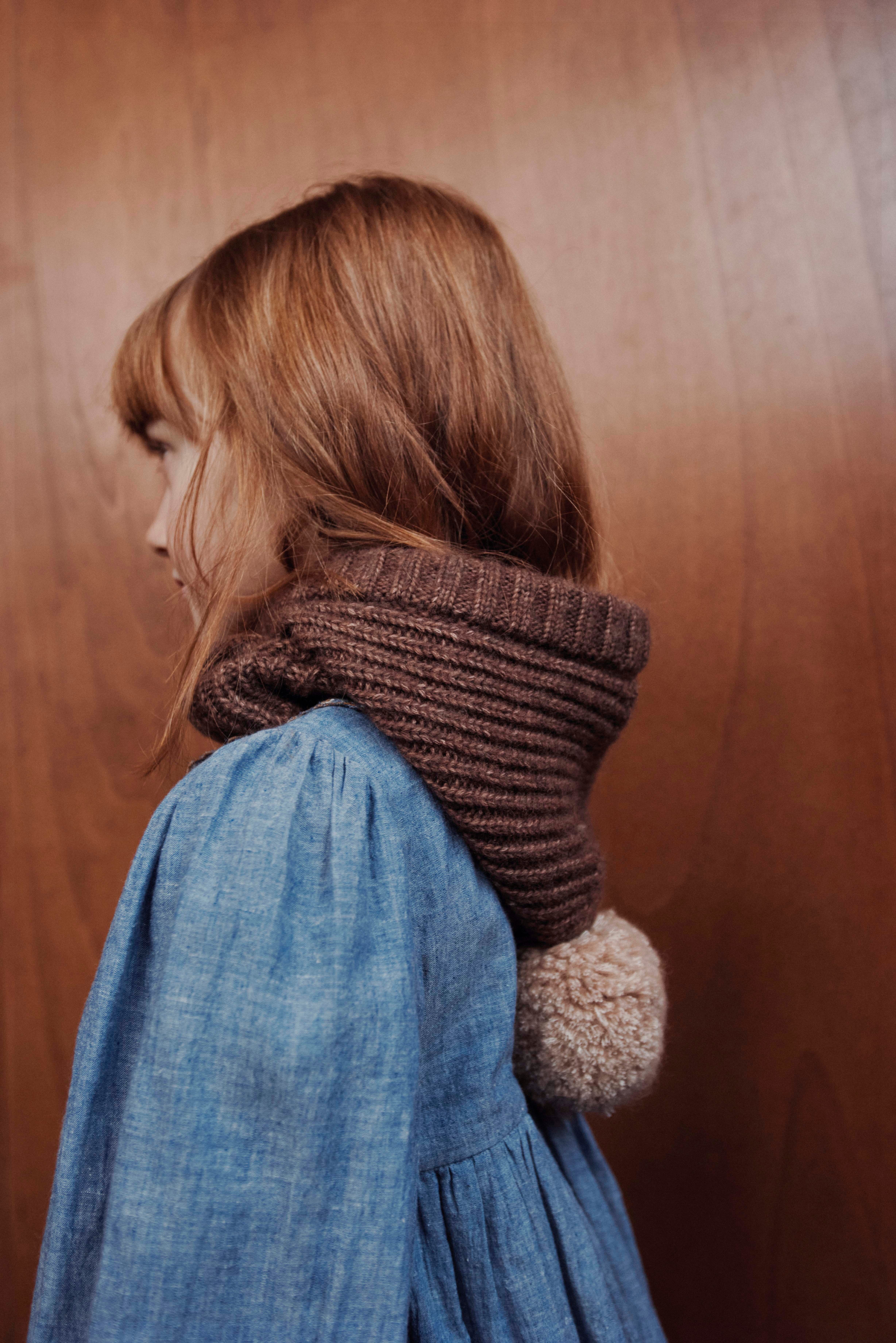 【Emile et Ida】Brown pompom hood