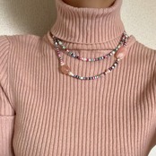 ［ ヘマトイドクォーツ ］クレイビーズネックレス［GKN053］