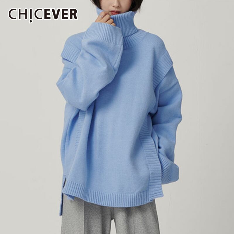 CHICEVERヴィンテージセーター女性タートルネック長袖ルーズ特大編み厚手のプルオーバー2020冬 ロング ウィンター 冬物 ビンテージ 6base58906465966