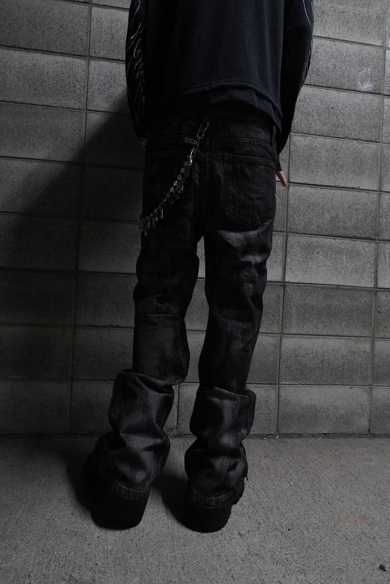 【PLANET STUDIO】Silver Coating Flare Denim Pants