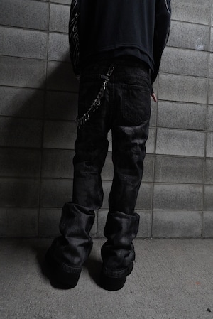 【PLANET STUDIO】Silver Coating Flare Denim Pants