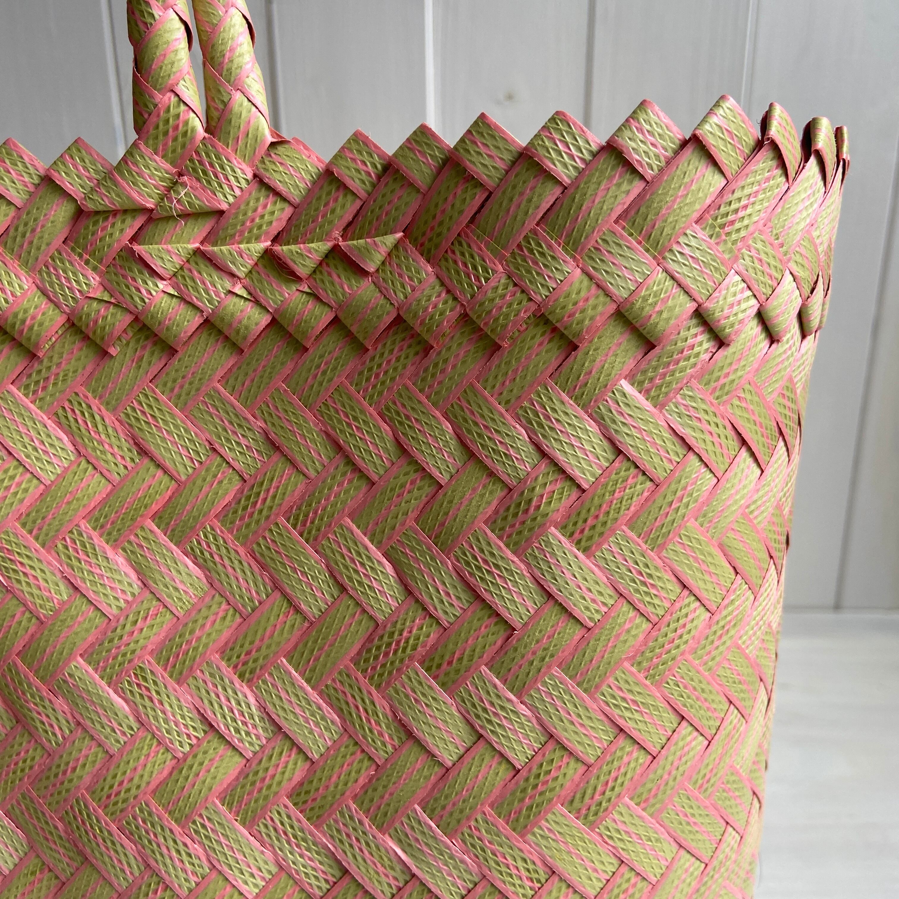 洗えるカゴバッグ パサールバッグ(ソフト)/L/サーモンピンク