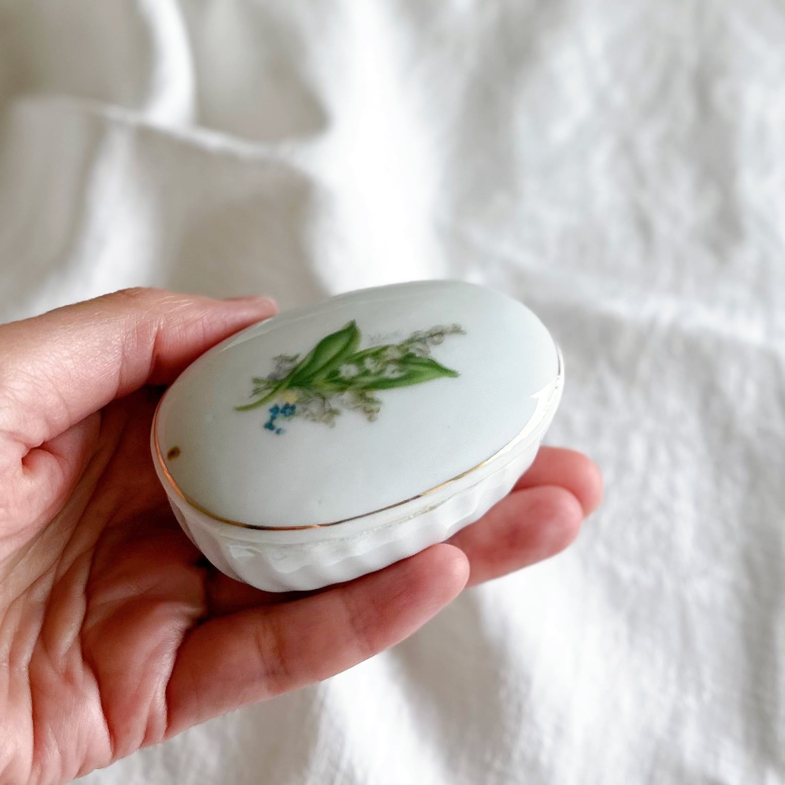 Limoges リモージュ スズラン の トリンケットボックス ジュエリー