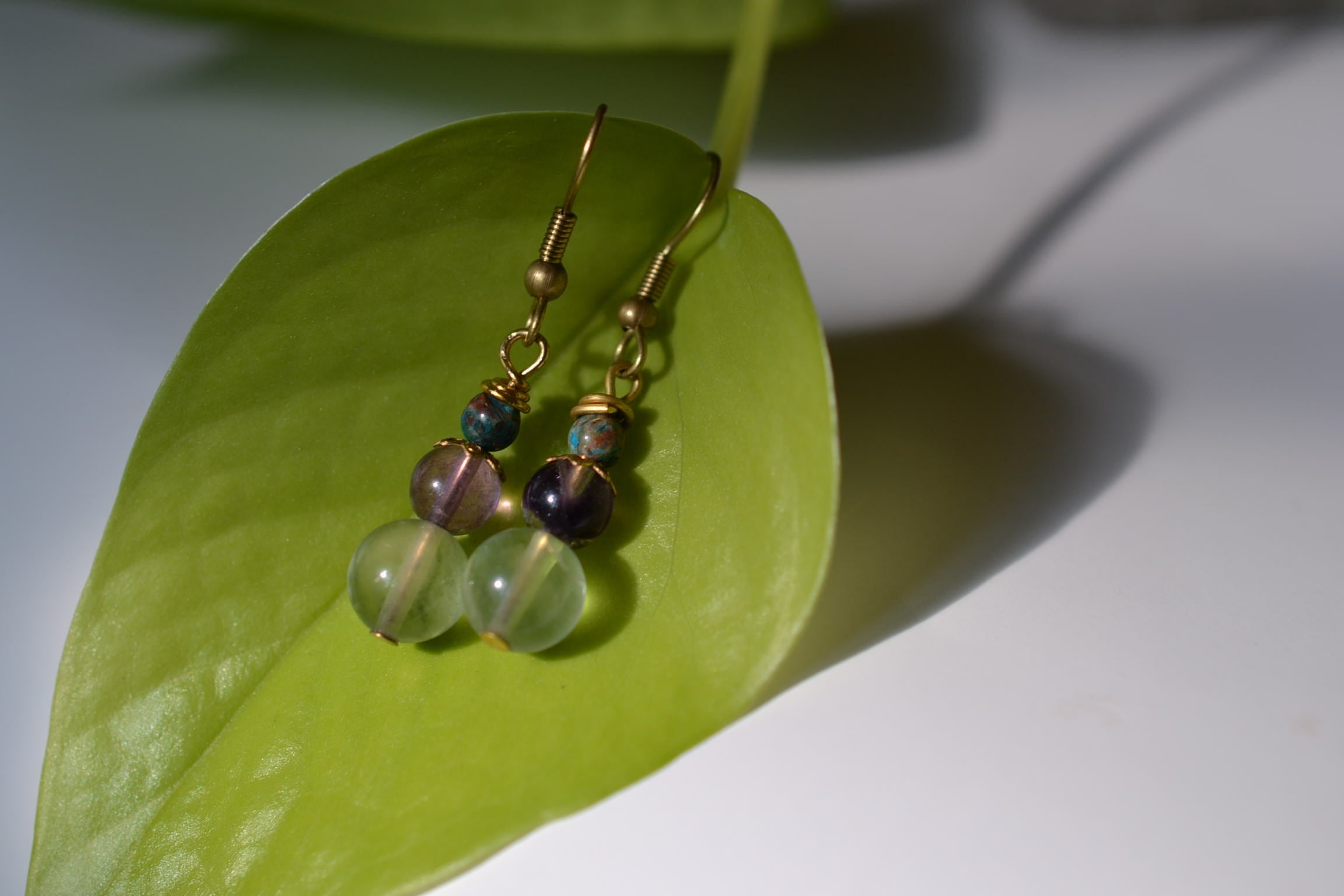 フローライト★アメジストピアス